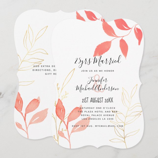 Contemporary WEDDING ANNIVERSARY ANY Handwritten Invitation (Front/Back)