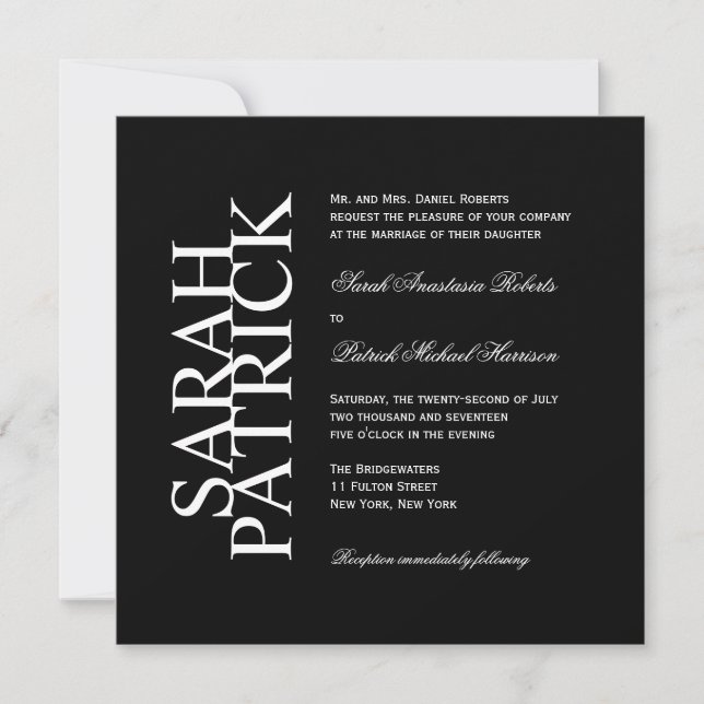 CONTEMPORARY Wedding Invitation BLACK (Front)
