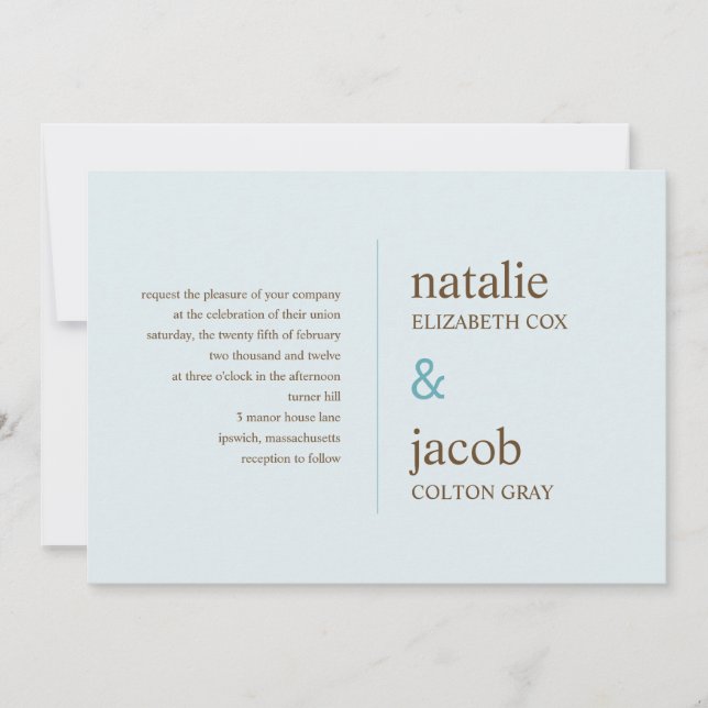 Contemporary Wedding Invitation - Blue (Front)