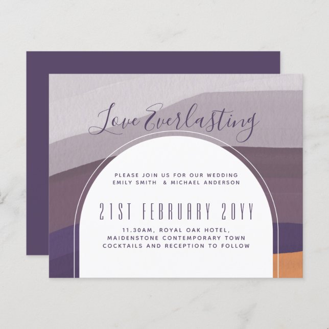Contemporary Wedding Party Invitation BUDGET (Front/Back)