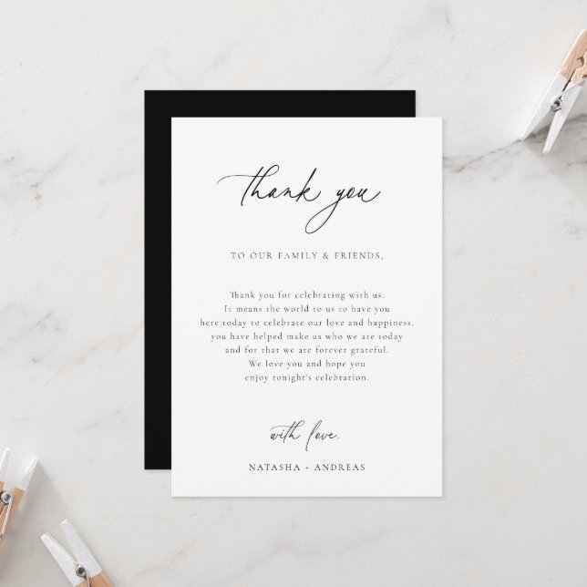 Contemporary Wedding Reception Table Thank You Invitation (Front/Back In Situ)