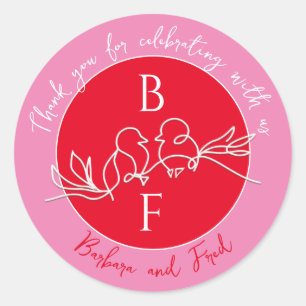 Contemporary Wedding Thank You Stickers for Favour