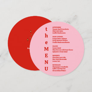 Contemporary Whimsical Red and Pink Wedding Menu