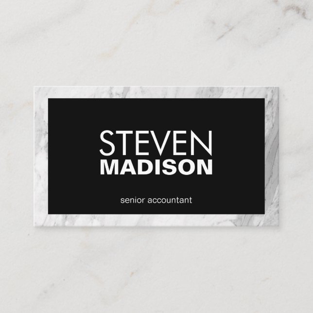 Contemporary | White Marble Trim Business Card (Front)