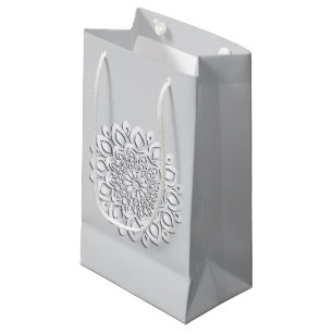 Contemporary White Paper Cut Mandala Small Gift Bag