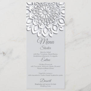 Contemporary White Paper Cut Mandala Wedding Menu