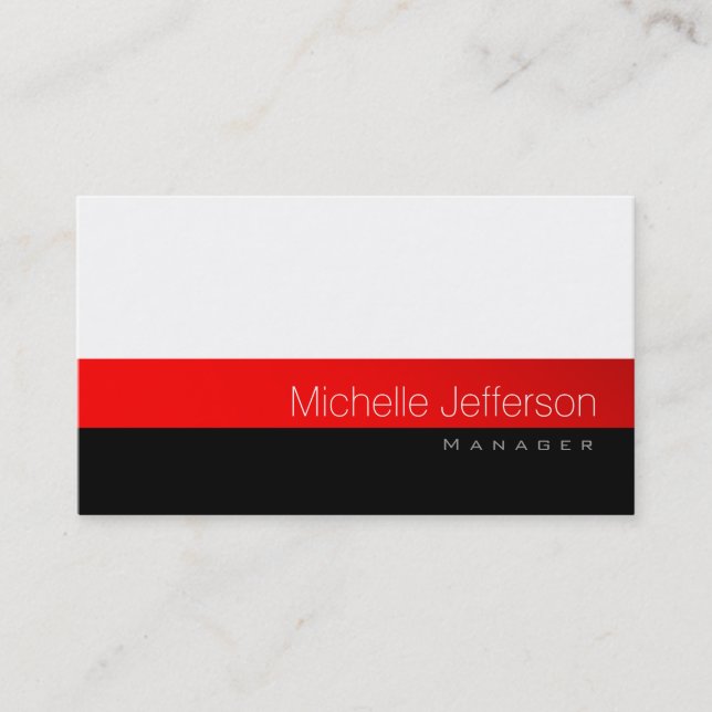 Contemporary White Red Black Grey Business Card (Front)