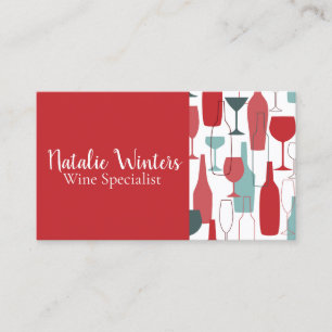 Contemporary Wine Bottles and Glasses Pattern Business Card