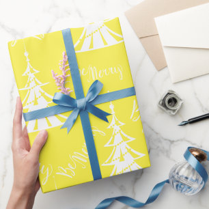 Contemporary Yellow and White Christmas Wrapping Paper