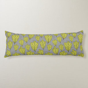 Contemporary Yellow Oak Leaves Pattern Collage Body Cushion