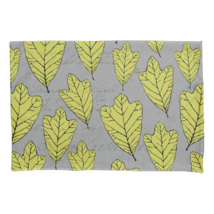 Contemporary Yellow Oak Leaves Pattern Collage Pillowcase