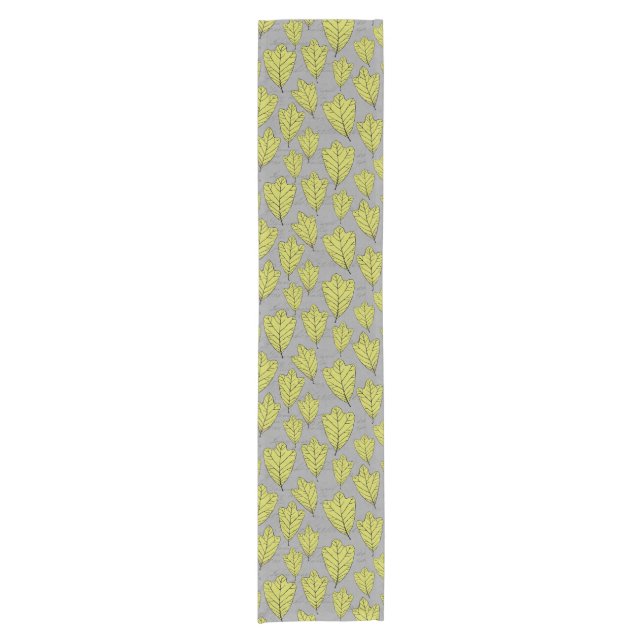 Contemporary Yellow Oak Leaves Pattern Collage Short Table Runner (Front)