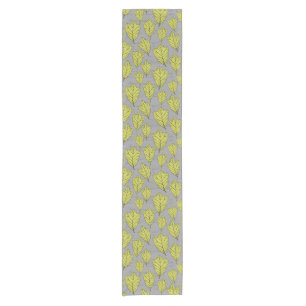 Contemporary Yellow Oak Leaves Pattern Collage Short Table Runner
