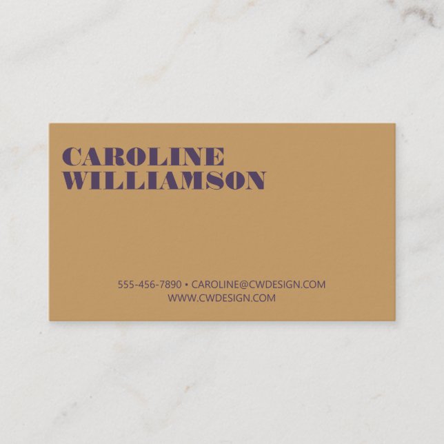 Contemporary Yellow Purple Minimal Bold Name Logo Business Card (Front)