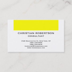 Contemporary Yellow White Consultant Business Card