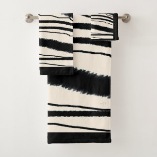 Contemporary Zebra Print With Black Border Bath Towel Set