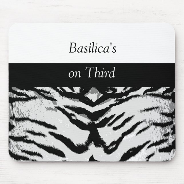 Contemporary Zebra Stripe Black and White Mousepad (Front)