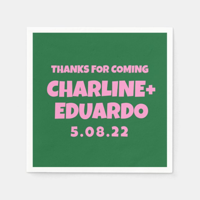 ContemporaryHandwriting Retro Wedding Napkin (Front)