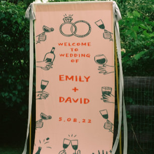 ContemporaryHandwriting Retro Wedding  Retractable Banner