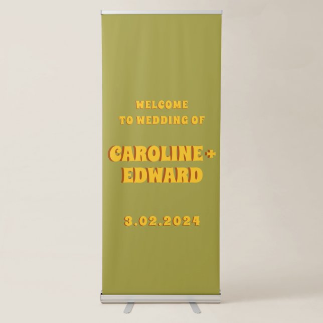 ContemporaryHandwriting Retro Wedding  Retractable Banner (Front)