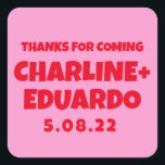 ContemporaryHandwriting Retro Wedding Square Sticker<br><div class="desc">ContemporaryHandwriting Retro Wedding</div>