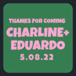 ContemporaryHandwriting Retro Wedding Welcome Sign Square Sticker<br><div class="desc">Pastel Handwriting Retro Wedding Welcome Sign</div>