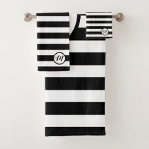 ContemporaryMonogram Black White Stripes  