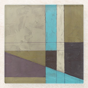 Contemporay Minimalist Painting with Deep Colour Glass Coaster