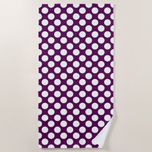 Contemporay Purple &White Polka Dot Beach Towel
