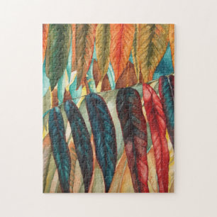 contempory colourful autumn leaf colours absorbing jigsaw puzzle