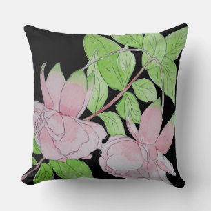contempory floral design with pink flowers cushion