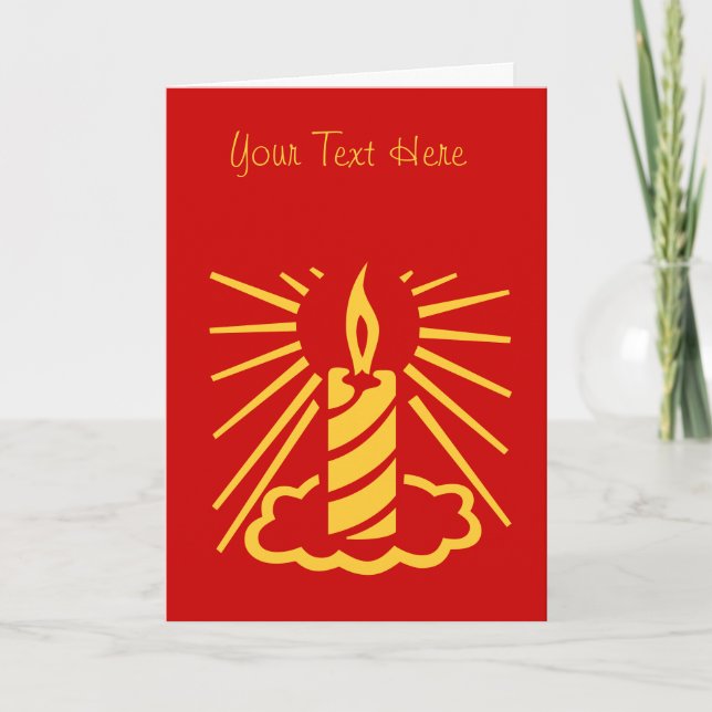 contempory gold candle burning for christmas holiday card (Front)