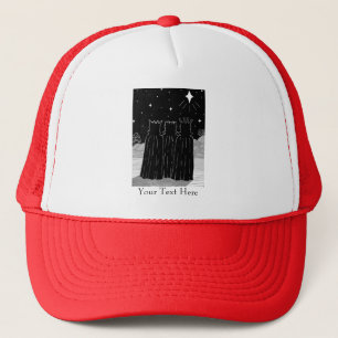 contempory three kings black and white christmas trucker hat
