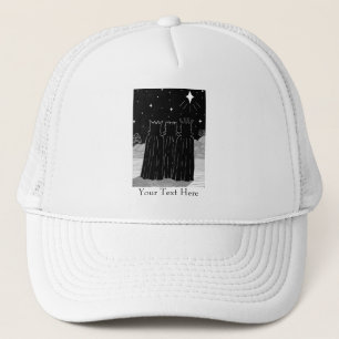 contempory three kings black and white christmas trucker hat