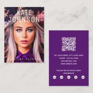 Content Creator Influencer Photo Purple Modern Business Card
