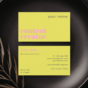 Content creator social media modern Business Card