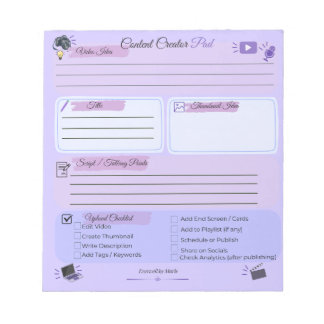 Content Creator Video Planning Notepad