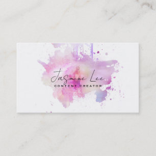 content creator watercolor purple business card
