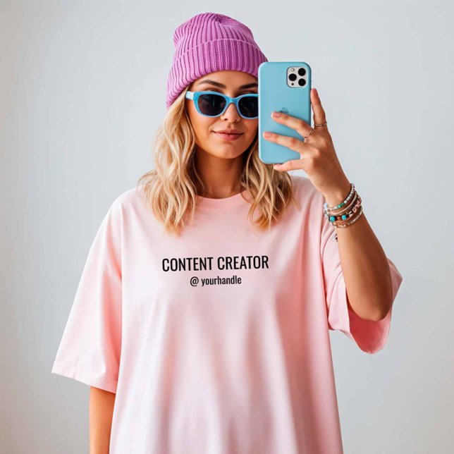 Content Creator + Your Social Media Name T-Shirt (Creator Uploaded)