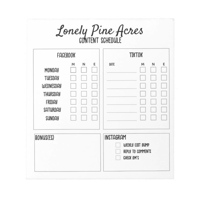 Content Planner Notepad (Front)