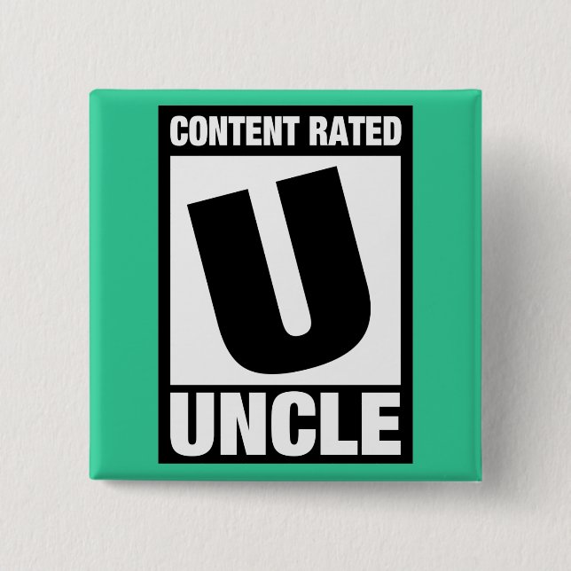Content Rated Uncle 15 Cm Square Badge (Front)