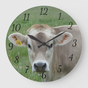 Contented Jersey Cow Large Clock