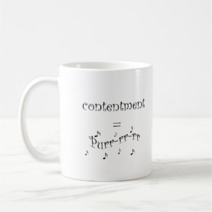 contentment equals purr with musical notes coffee mug