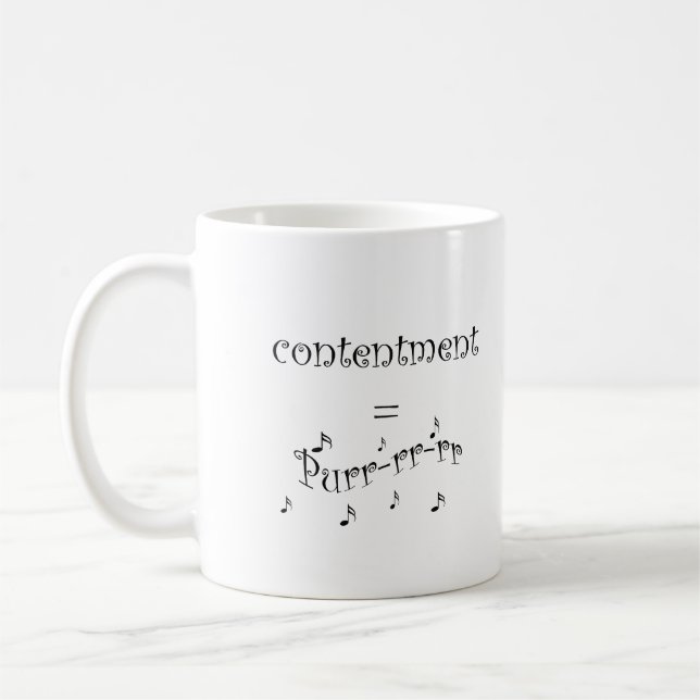 contentment equals purr with musical notes coffee mug (Left)