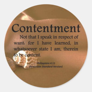 Contentment Philippians 4-11 Classic Round Sticker