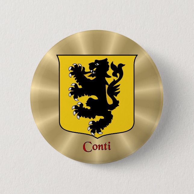 Conti Historical Shield on Golden Sunburst 6 Cm Round Badge (Front)