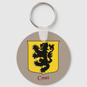 Conti Italian Surname Historical Shield Key Ring