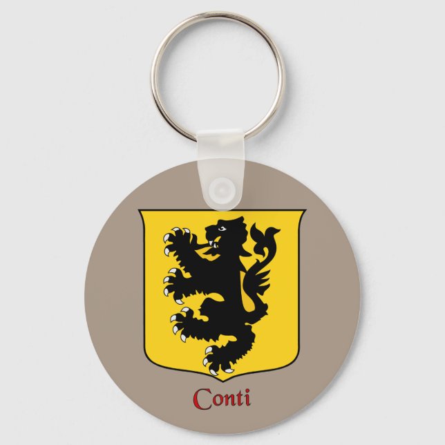 Conti Italian Surname Historical Shield Key Ring (Front)