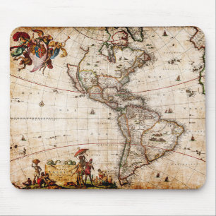 Continent of America Old Map Mouse Mat