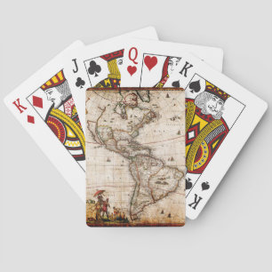 Continent of America Old Map Playing Cards